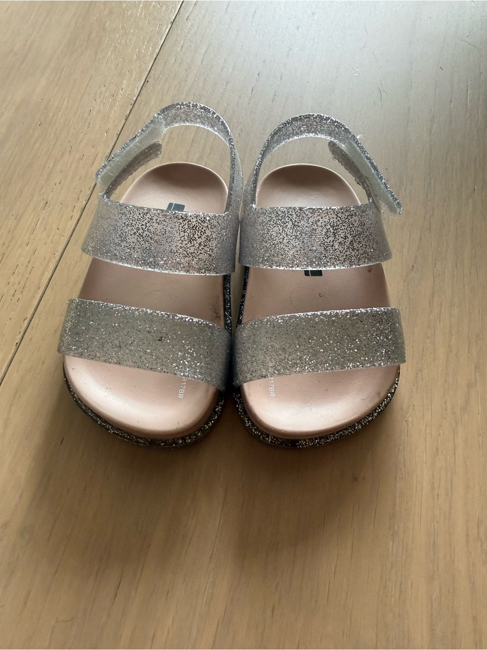 Mini Melissa Glitter Strap Sandals in Silver